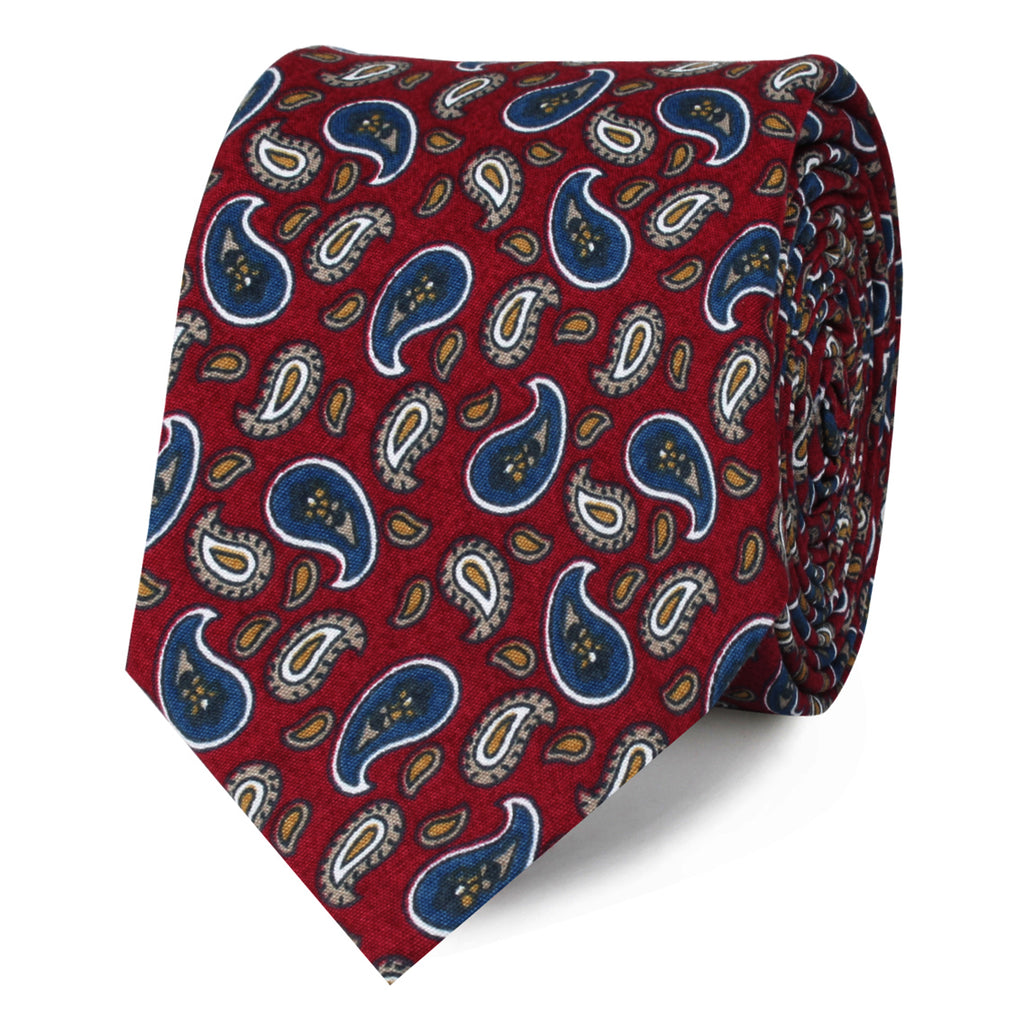 Shah of Iran Burgundy Paisley Skinny Tie | Mens Slim Ties Men Narrow ...