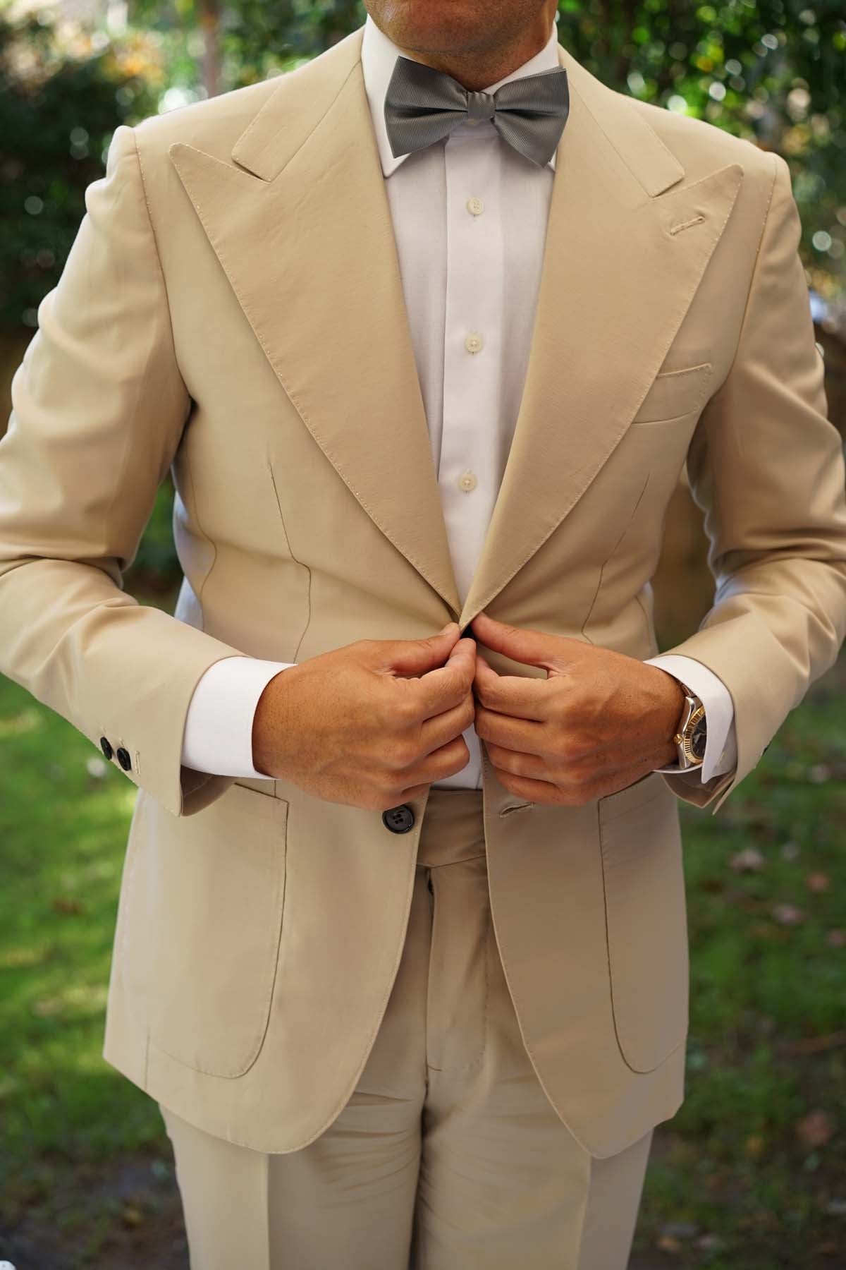Silver Bow Tie | Light Grey Bow Ties | Men's Luxury Pre-Tied Bowtie AU ...