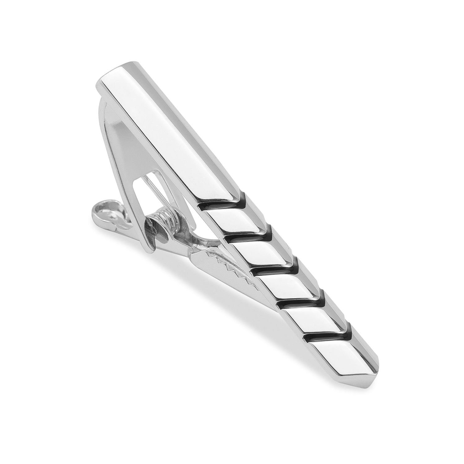 Silver Chevron Tie Bar | Unique Black Arrow Tie Clip | Men Necktie Pin ...