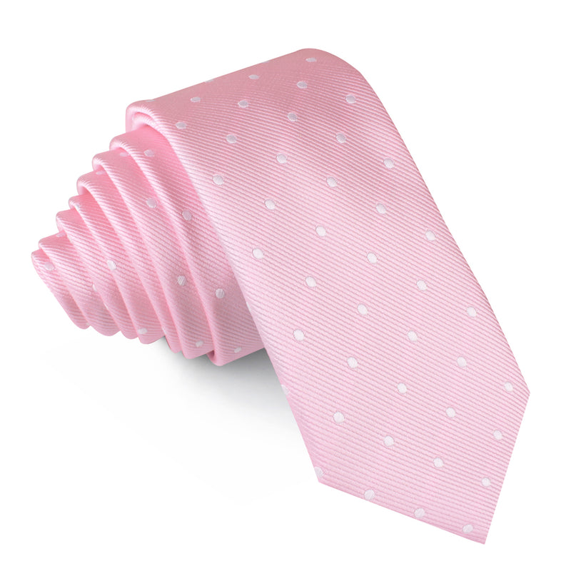 Soft Pink Polka Dots Skinny Tie | Wedding Slim Ties Mens Thin Neckties ...