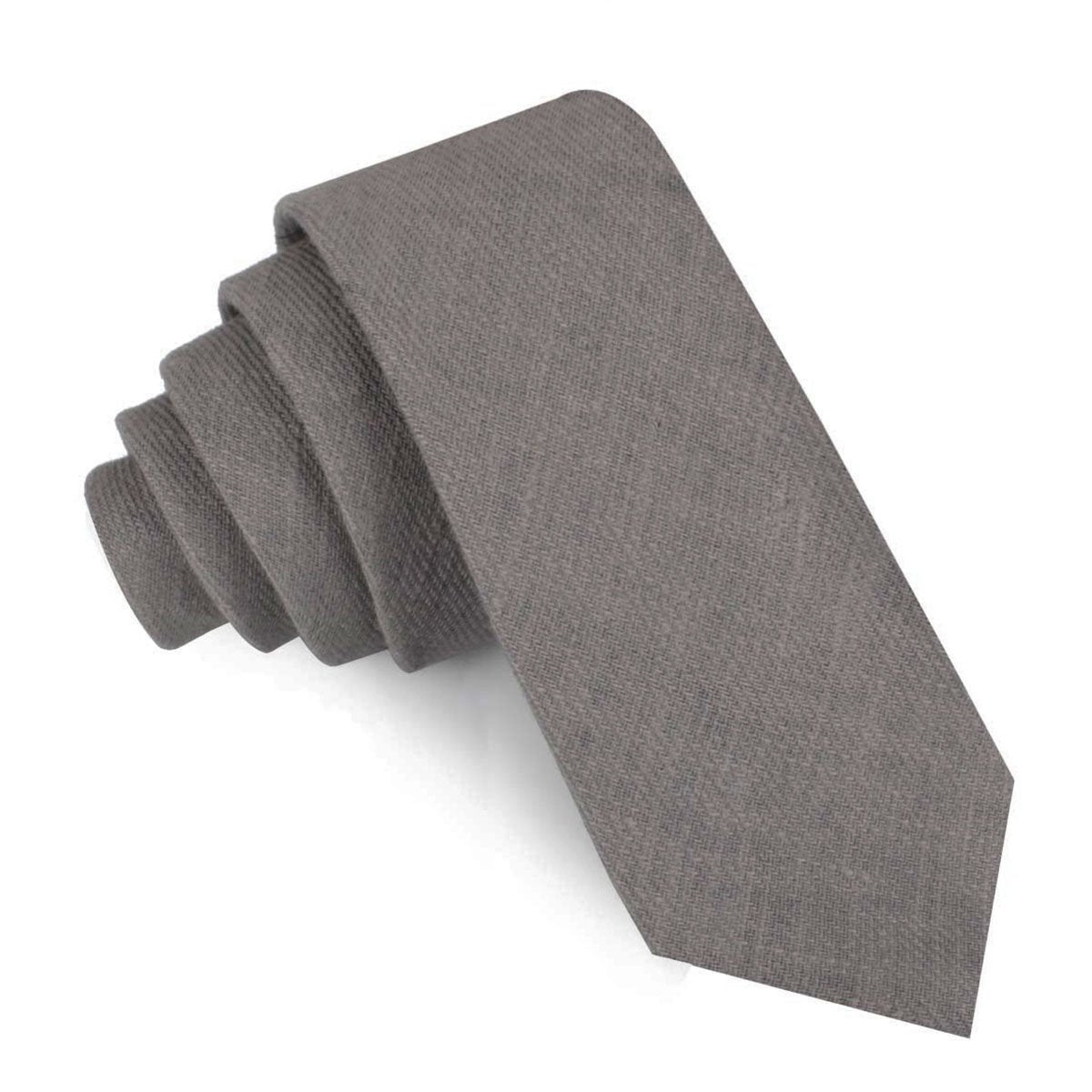 Stone Grey Portobello Slub Linen Skinny Tie | Slim Ties | OTAA