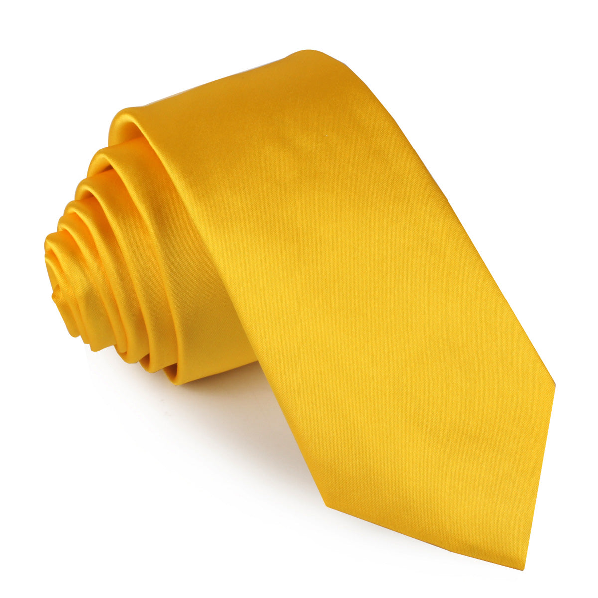 Sunflower Yellow Satin Skinny Tie | Mens Slim Ties Men Narrow Thin | OTAA