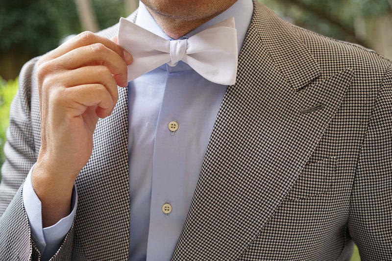White Cotton Self Tie Bow Tie | Formal Wedding Tuxedo Untied Bowtie AU ...