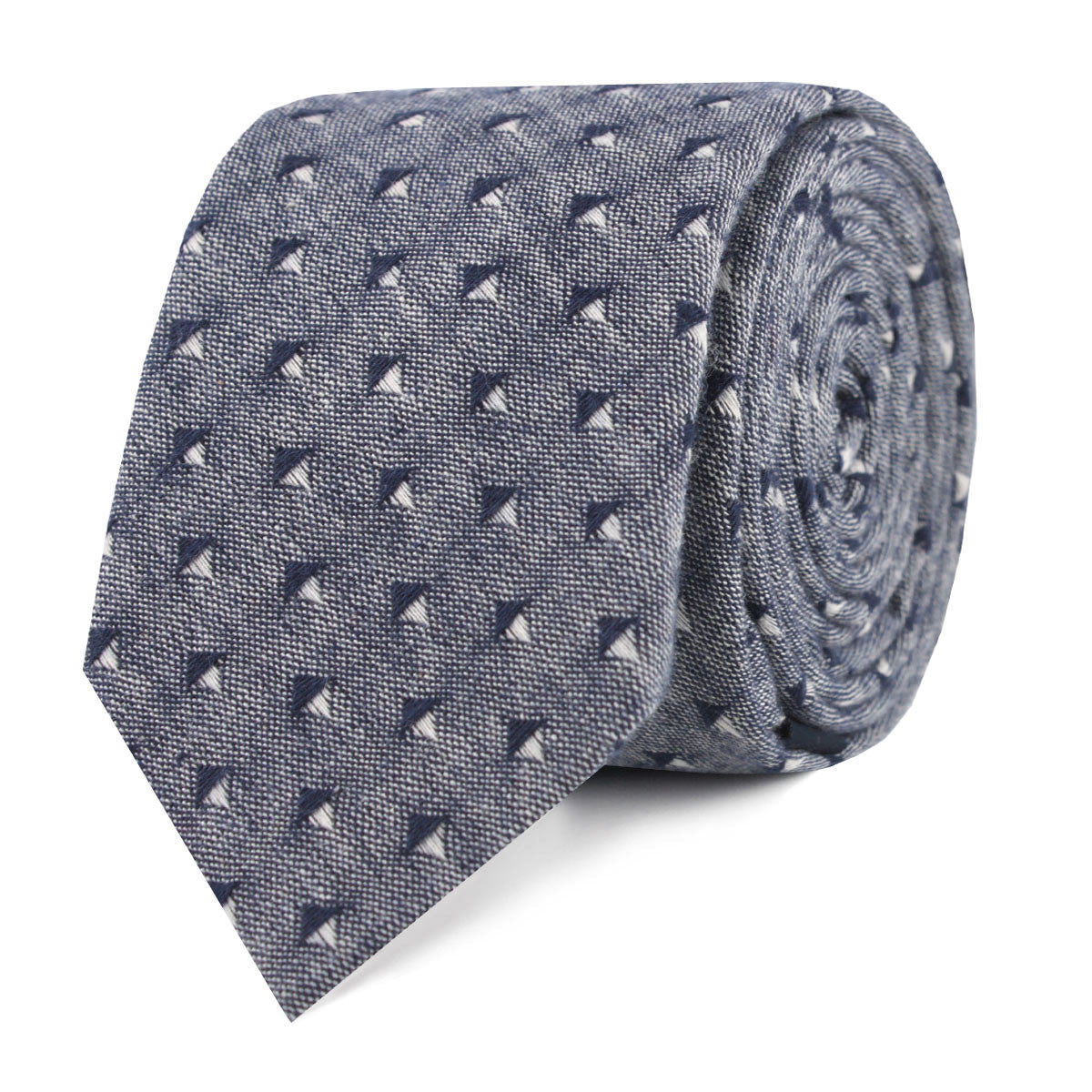 Inception Navy Linen Skinny Tie | Blue Pattern Slim Ties for Men | OTAA