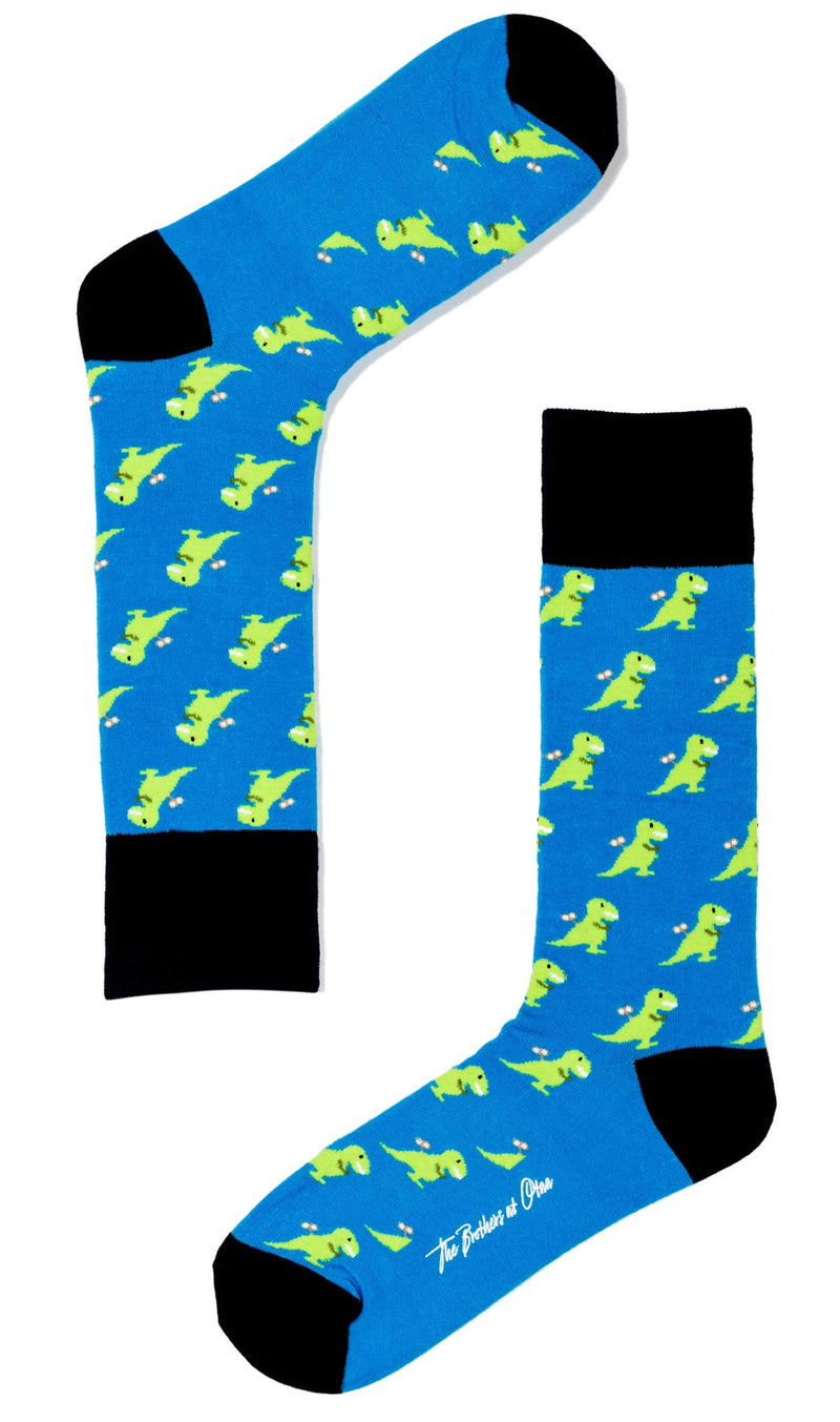 Toy T-Rex Socks | Blue Green Dinosaur Rex Story Disney Men Sock | OTAA