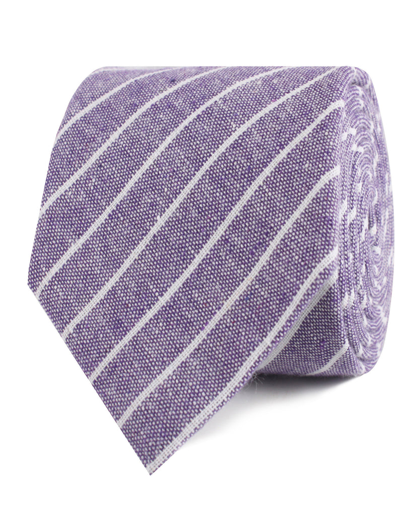 Tyrian Linen Purple Pinstripe Tie | Wisteria Striped Neckties for Men ...