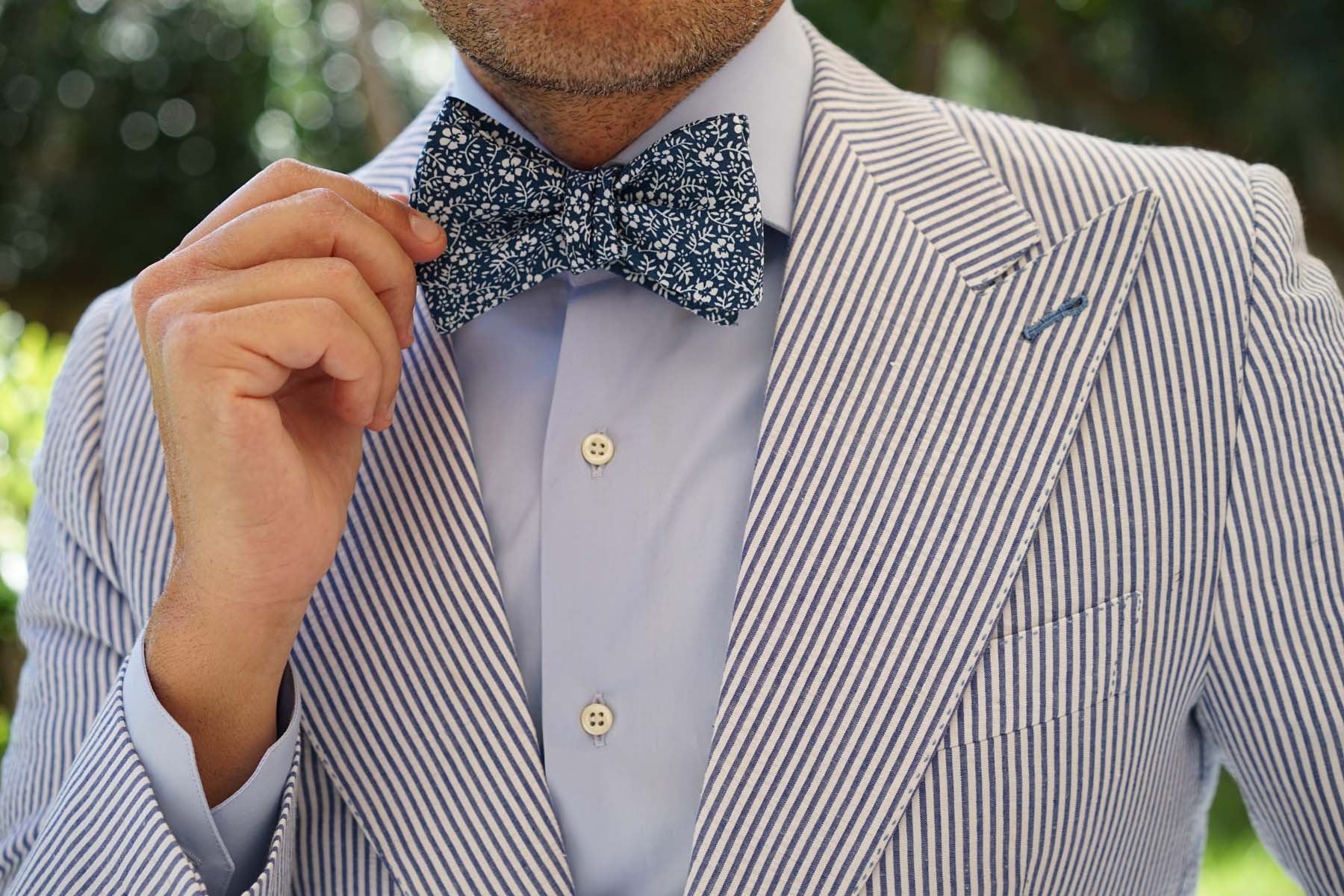 White Orchid Floral Self Bow Tie | Men's Untied Bowtie Bowties Ties | OTAA