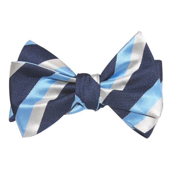 White Navy and Light Blue Striped Bow Tie Self Tie | Ties Australia | OTAA