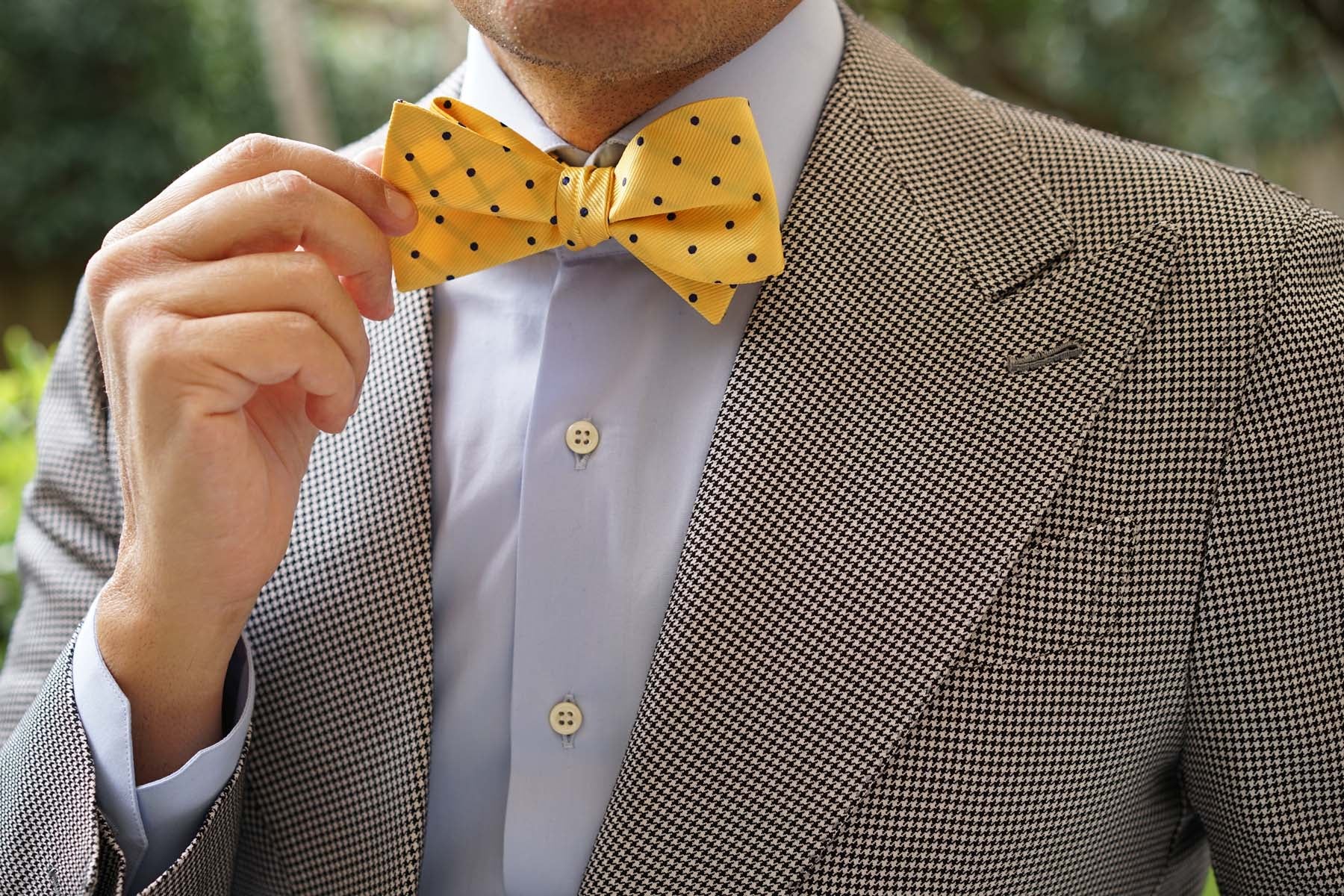 Yellow Bow Tie Untied with Polka Dots | Men's Self-Tied Bowties Online ...