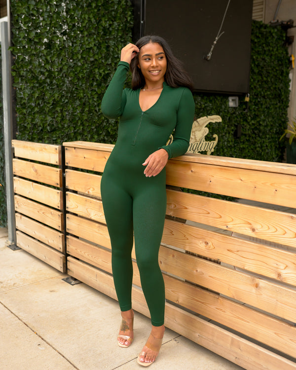 Dark Green Fitted Jumpsuit