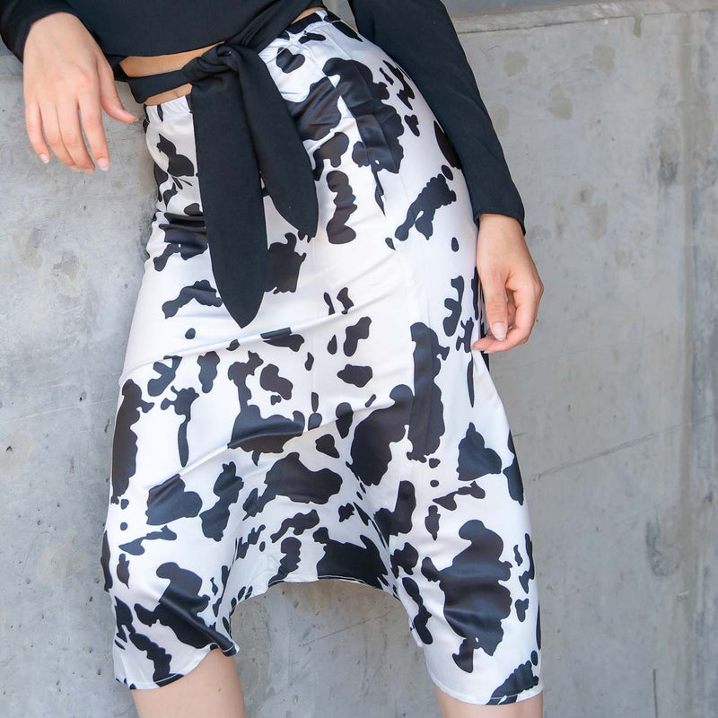 cow print silk skirt