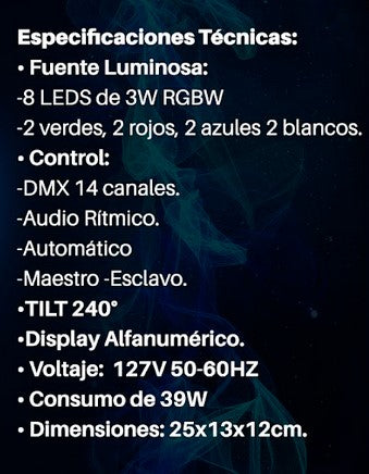 MEGALUZ LUZ DISCO CABEZA MOVIL MYSTIQUE40