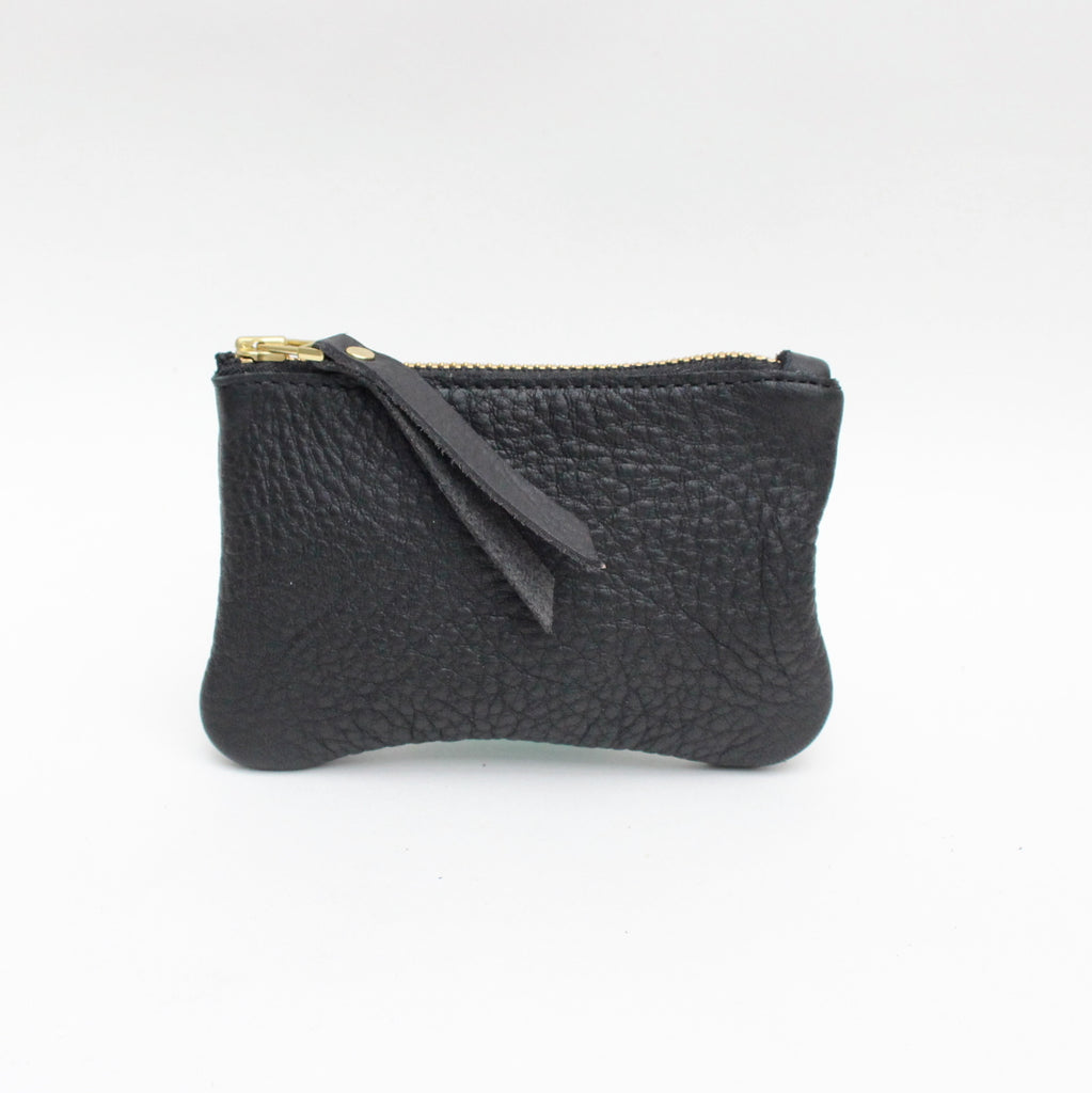 black leather coin pouch