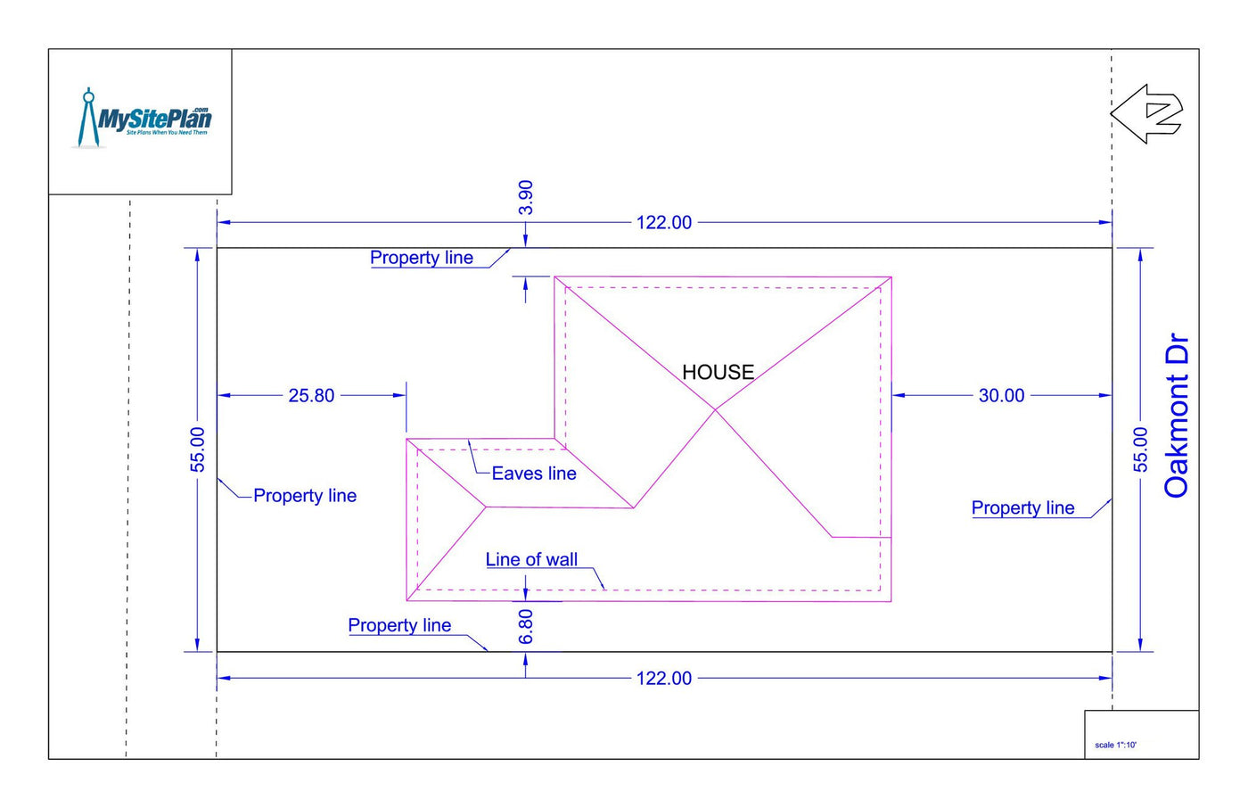 Simple plot plan drawn by our designers and emailed as a PDF within 1