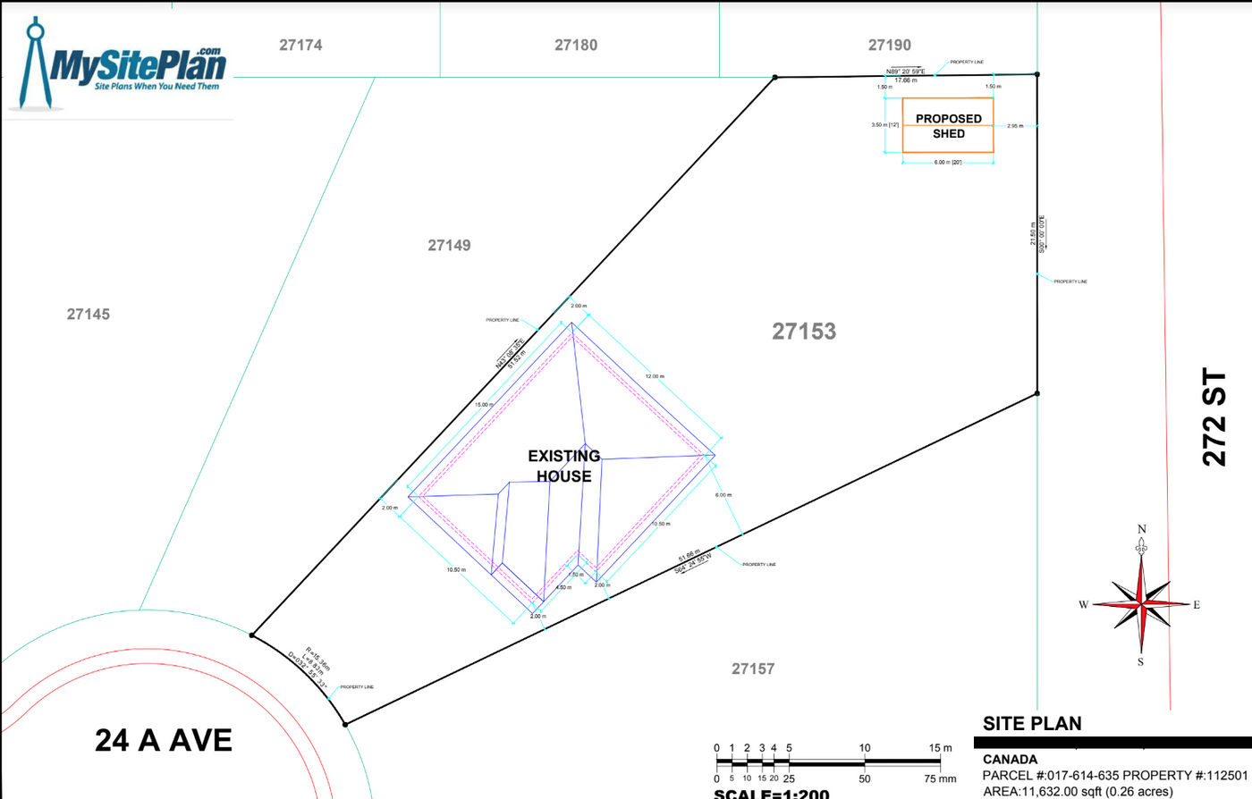 Simple plot plan drawn by our designers and emailed as a PDF within 1