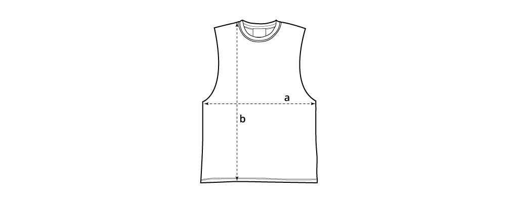 Sizing chart image for cut-off tee.