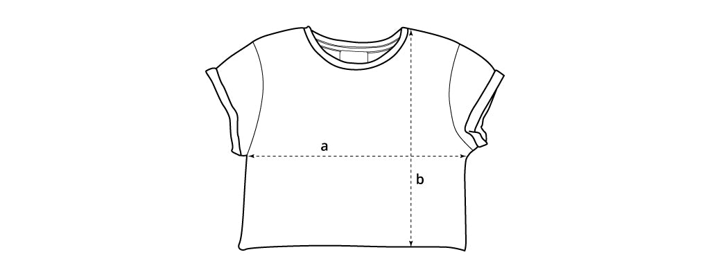 Sizing chart diagram for the Womens Crop Tee.