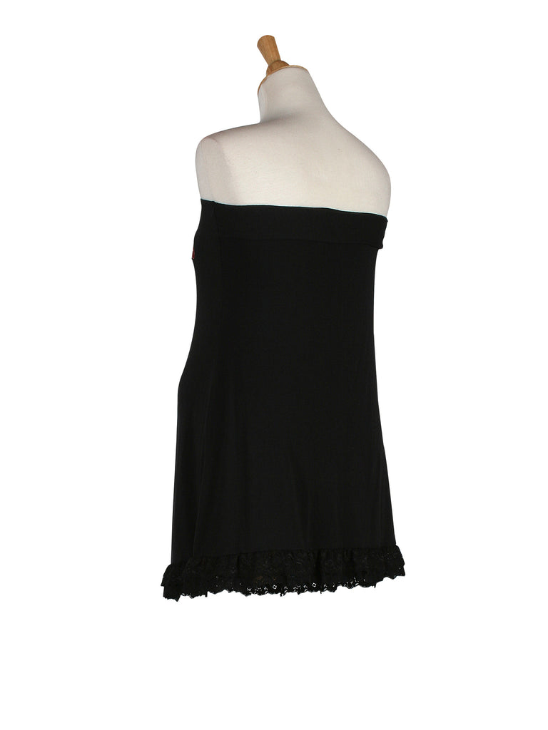 black strapless halter top