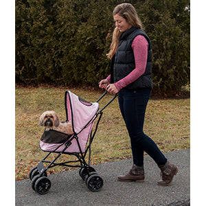 pink dog stroller