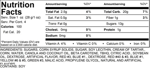 Confetti Popcorn Nutritional Information 4 Cups by Poppington's Gourmet Popcorn