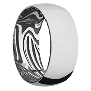 Ring with Sunset Damascus Steel Sleeve