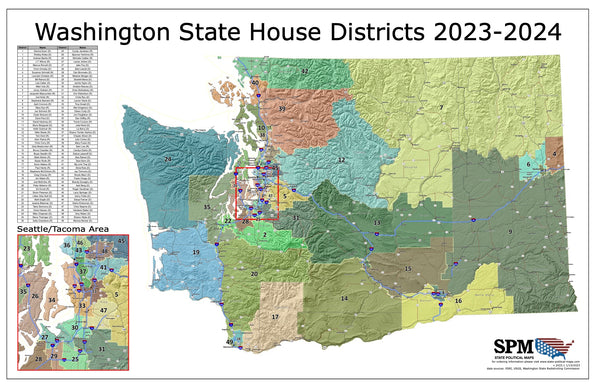 Washington Political and State Legislative Wall Maps – State