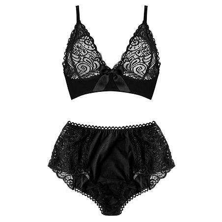 Ava Organic Black Bamboo and Lace Set by Ayten Gasson 