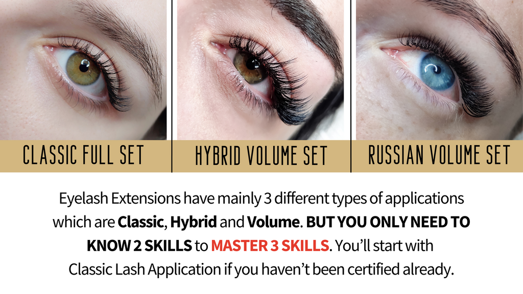 3 different types of eyelash extension applications