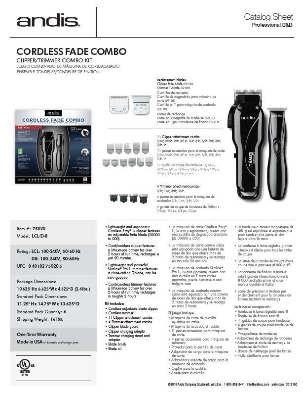 andis professional cordless fade combo