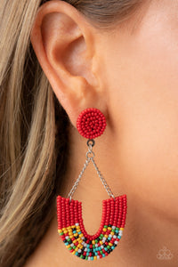Paparazzi Accessories: Make it RAINBOW - Red Seed Bead Earrings