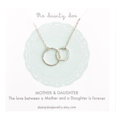 Mother Daughter Double Circle Pendant Necklace Blessing Card - Temu