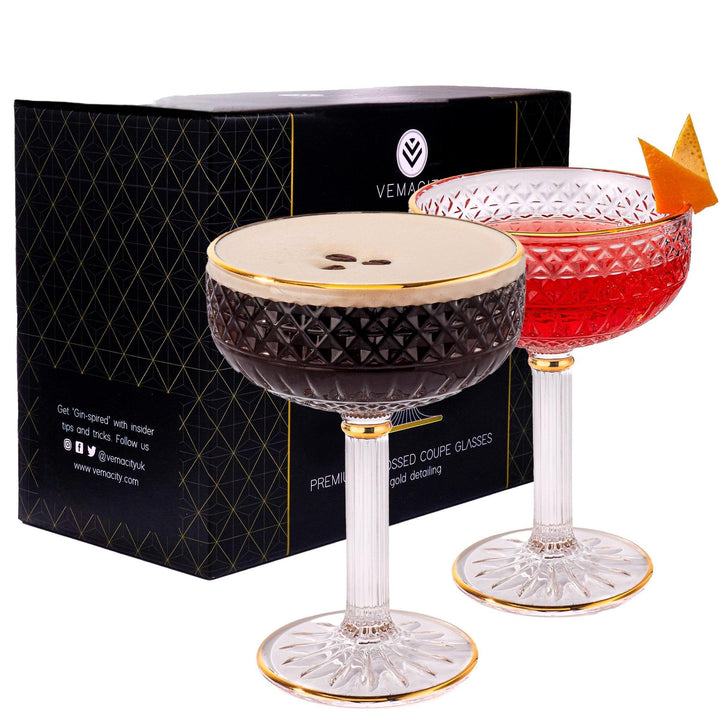 Gold Diamante Cocktail Glasses Set x 4