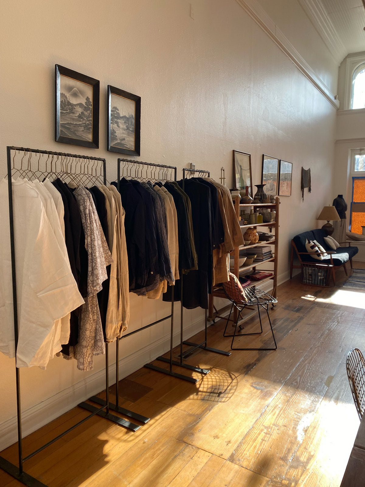 clothes on racks in the jess brown shop
