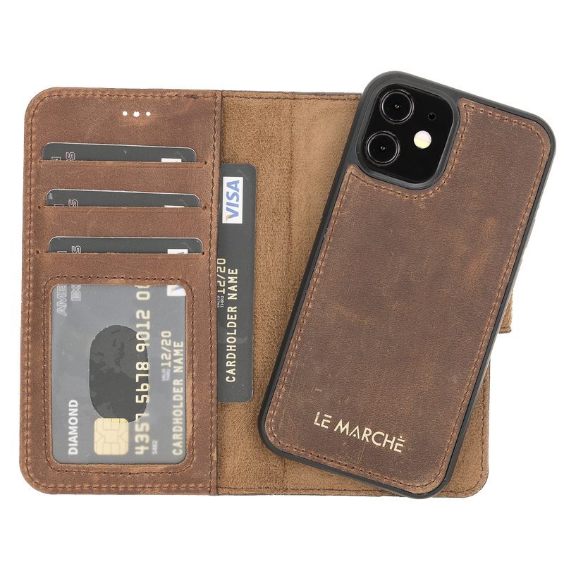 Iphone 12 Mini 5 4 Magnetic Detachable Wallet Case Dark Brown