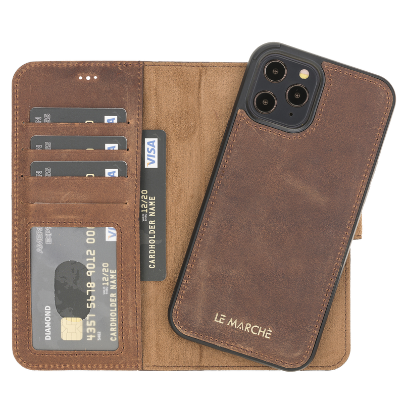 Iphone 12 Pro Max 6 7 Magnetic Detachable Wallet Case Dark Brown