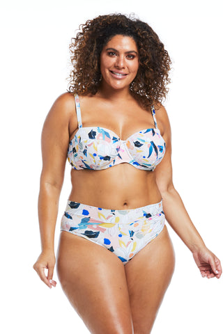 Floral full brief bikini bottoms with good coverage and tummy control