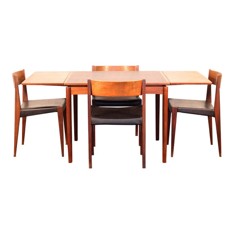 1960s Poul Hundevad Danish Teak Flip-Top Table and Four "Pia" Chairs - – Metro