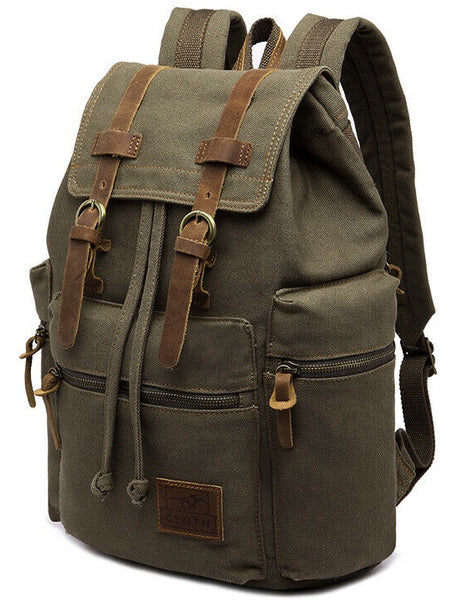 Vintage Army Canvas Backpack Rucksack School Satchel Travel Hiking Bag