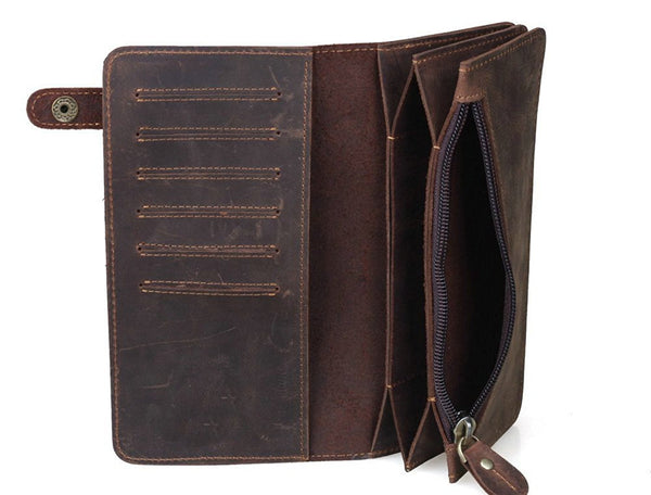 Leather Long Biker Wallet Organizer Leather Chain