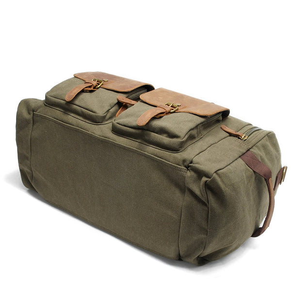 Canvas & Leather Travel Luggage Oversized Weekender Duffle Bag Holdall