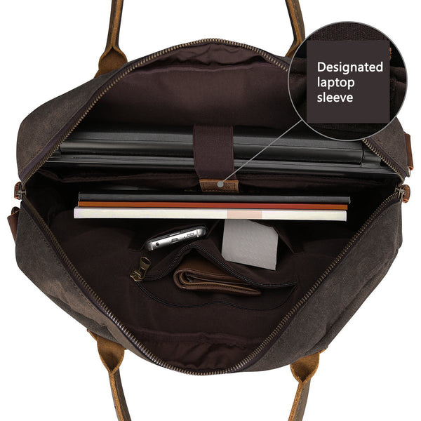 Vintage Canvas Leather Messenger Bag Briefcase Shoulder Laptop Tote Bag