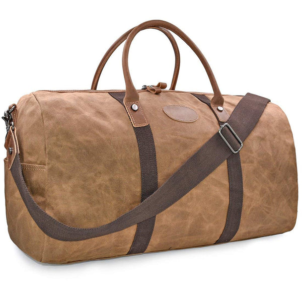 Waxed Canvas Duffle Bag for Men, Weekend Overisized Carry-on Travel Du