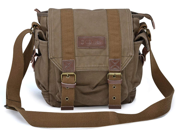 Canvas Messenger Bag - Small Vintage Shoulder Bag Crossbody Satchel