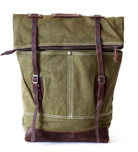 SixtyShadesofGrey Canvas Leather Travel Backpack Satchel Rucksack Laptop School Bag for Men Women Purple