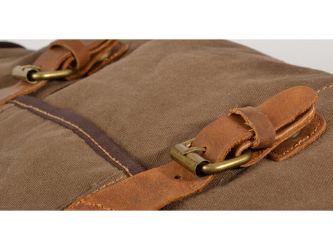 Brown Canvas & Leather Messenger Bag