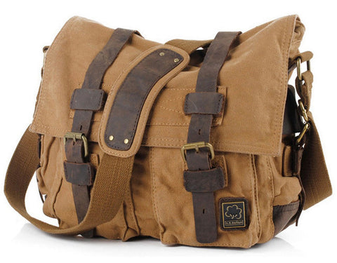 Brown Military Style Messenger Bag - Larger Version