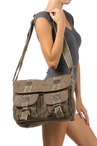 Green Classic Army Messenger Heavy Weight Shoulder Bag