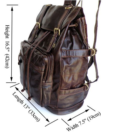 Size chart - Vintage Italian Leather Backpack Casual Genuine Soft Leather - Serbags - 2