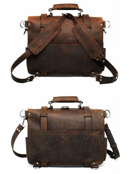 Selvaggio Handmade Rugged Leather Briefcase & Heavy Duty Backpack