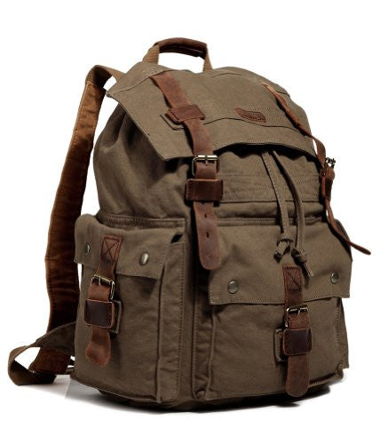 Side view of sturdy brown outdoor hiking canvas by SerBags